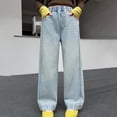 thumbnail image 2 of LIIPEE Baggy Jeans For Girls Casual Distressed Elastic Waist Wide Leg Comfortable Trousers With Pockets Kids Breathable Fashion Cute Denim Pants,11-12 Years, 2 of 9