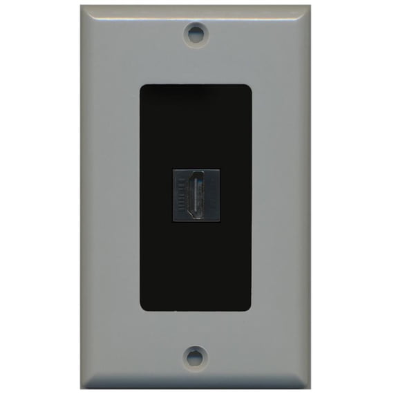 RiteAV - 1 Port HDMI 2.0 Decorative Wall Plate (Gray & Black)