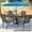 Gray Chairs, variant on SOLAURA 6-Piece Outdoor Patio Dining Set with Dark Blue Umbrella, Textilene Dining Chairs and Metal Square Table (Seats 4), Outdoor Furniture Set for Garden, Backyard, Blue