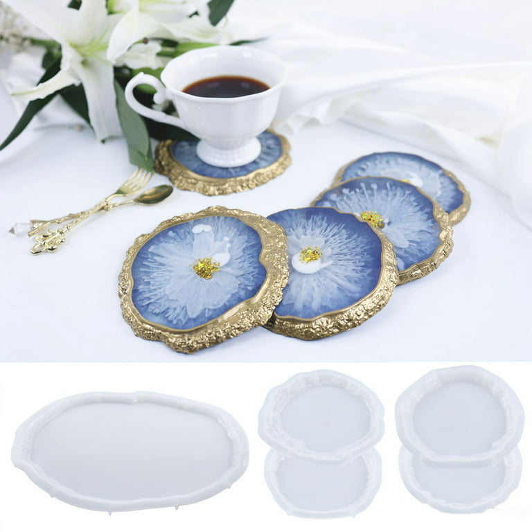 TINYSOME Resin Tray Mold Coaster Silicone Molds Geode Agate Coaster Molds  for Home Decor 