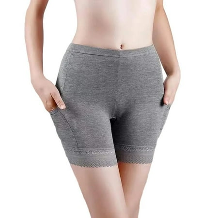 Wdfiry High Waist Boyshorts Underwear for Women Sexy Solid Color Lace Tummy Control Boxer Brief Comfort Slim Fit Hip Lift Panty