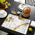 thumbnail image 4 of White Gold Marble Pattern Summer Placemats Table Placemats Set Of 4-Linen Kitchen Washable Placemats Table Mats 11.8"x17.7" Non-Slip Heat Resistant, 4 of 6