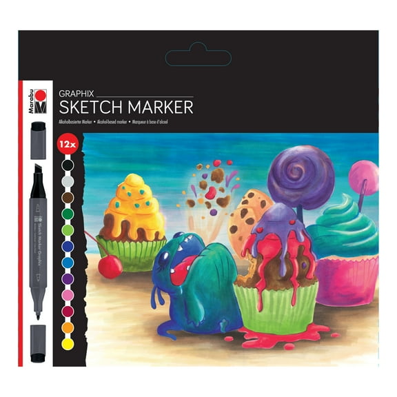 Marabu Graphix Sketch Marker Set, 12-Colors, Sugarholic
