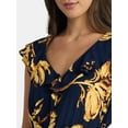 thumbnail image 4 of Time and Tru Women's and Women's Plus Ruffle Midi Dress with Flutter Sleeves, Sizes XS-4X, 4 of 5