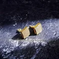 thumbnail image 5 of Exquisite Micro Pave Square 18K Gold Plated 5A CZ Men Women Stud Earrings, 5 of 9