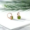 thumbnail image 4 of Gem Stone King 4.90 Ct Cushion Green Peridot 18K Rose Gold Plated Silver Earrings, 4 of 4