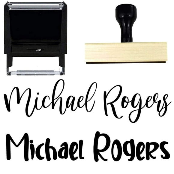 Custom Name Signature Stamp - 10 Font Options Self-Inking 1 or 2 Line Stamper with Personalized Script Calligraphy Thank You Handmade Stamp (2 Line)