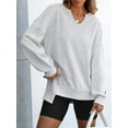 thumbnail image 2 of Women'S Oversized Sweatshirts Long Sleeve Shirts V Neck Loose Pullover 2025 Trendy Fall Outfit Light Gray XXL, 2 of 6