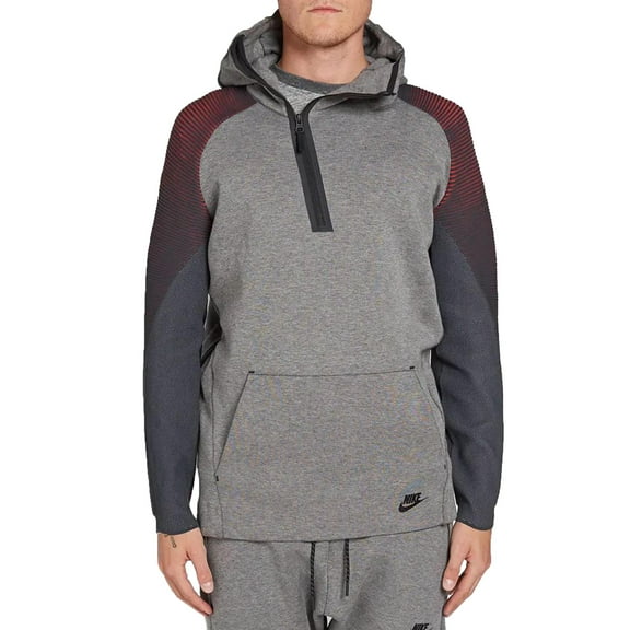 Nike Tech Fleece Men's Long Funnel Zip Hoodie Carbon Heather-Black 805655-063