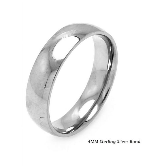 High Polished Sterling Silver 4MM Plain Wedding Band Ring Size 9