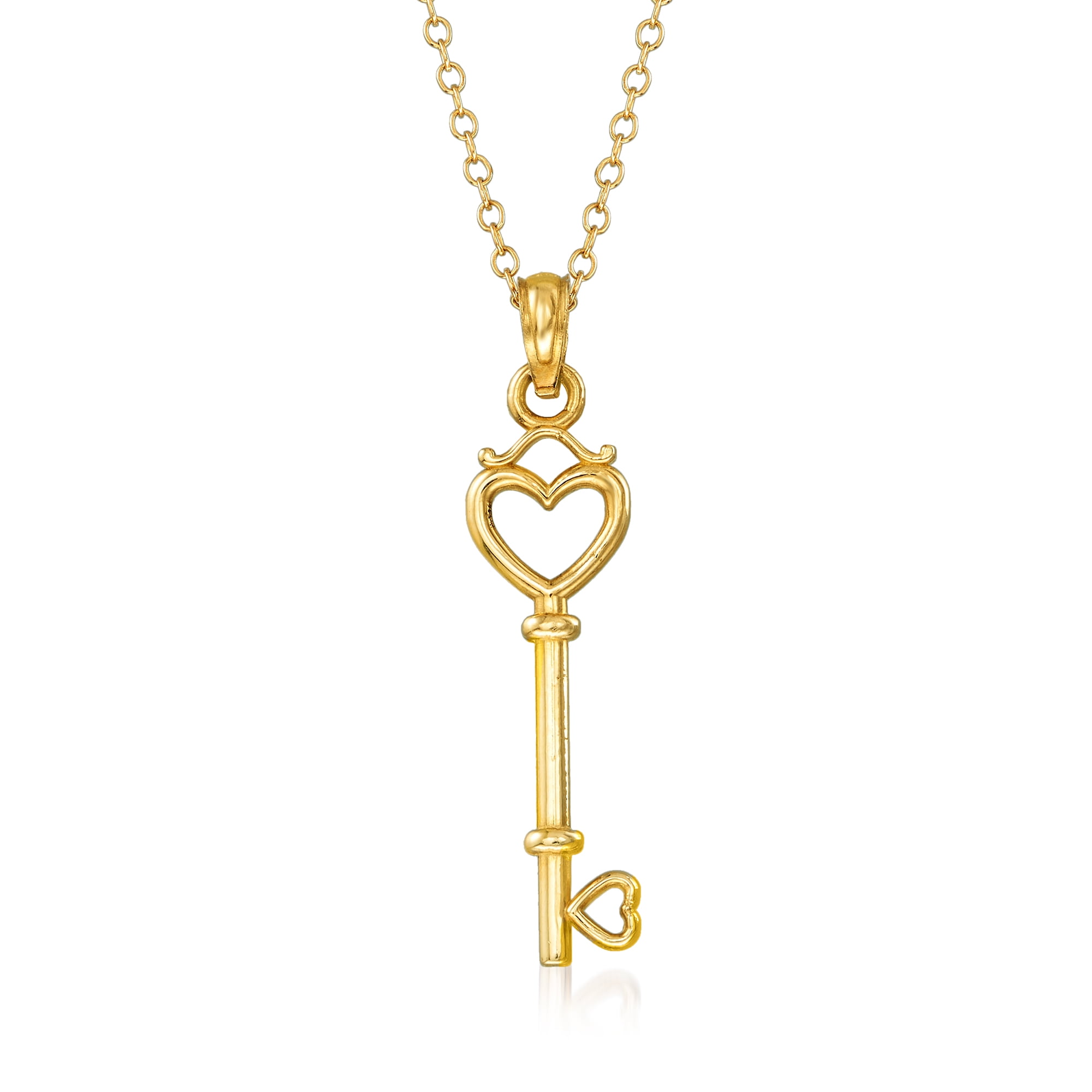 Ross-Simons 14kt Yellow Gold Heart Key Necklace - Walmart.com