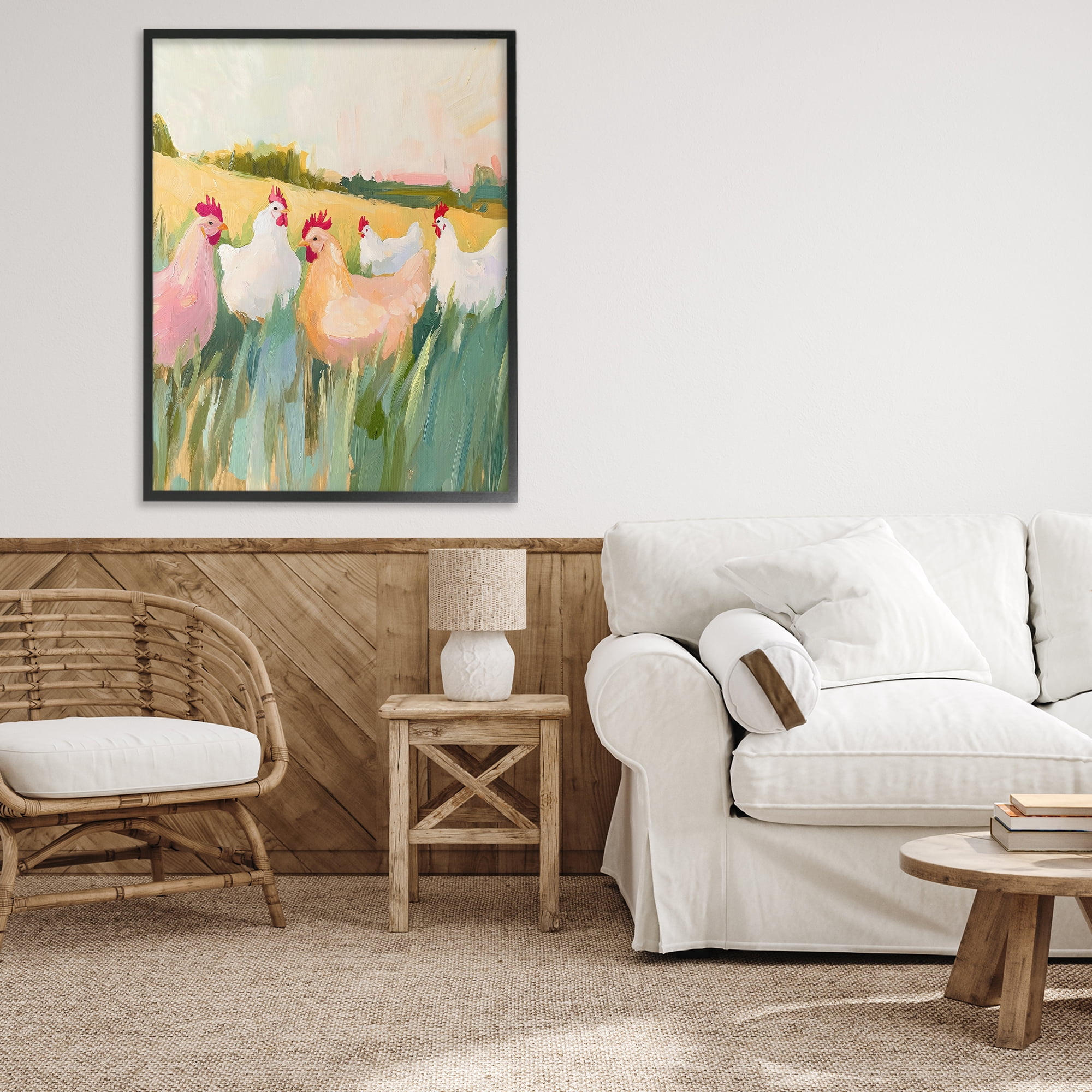 Stupell Industries Sunlit Flock of Chickens Black Framed Giclee Art, design by The Prints Vibe