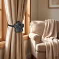 thumbnail image 6 of Linnome Vintage Flower Shaped Curtain Tiebacks Resin Magnetic Drapery Holdbacks with Strong Magnets and Rope No Drill Decorative Window Curtain Holders 6.69x3.15in, 6 of 6