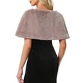 thumbnail image 3 of Allegra K Women's Elegant Faux Fur Shawl Bridal Wedding Party Wrap Stole Shrug S Dusty Mauve, 3 of 6