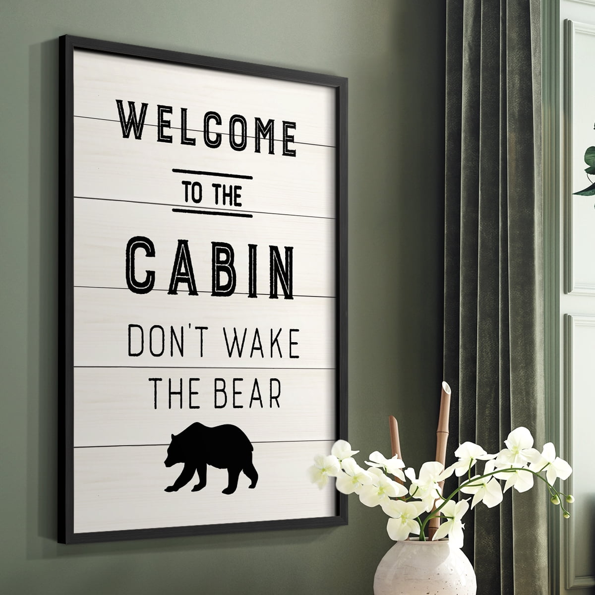 Welcome to the Cabin Framed Print in Black Solid Wood 11 x 14 Framed Print