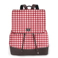 thumbnail image 1 of Easygdp Red Checkboard Mochila de Cuero para Mujeres, Bolso de Hombro, Bolsos de Mano de Moda para Trabajo y Viajes, 1 of 4