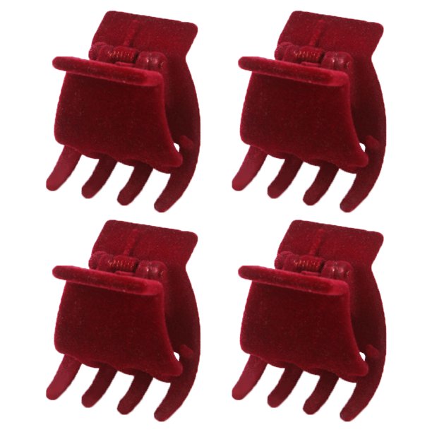 ColoMX 4pcs Pequeña pinza de garras clips de jaw clips simple Velor Cierre de pelo Adorno