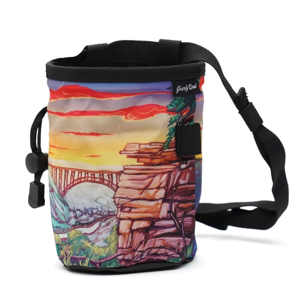 Gnarly Dood Chalk Bag with Single Zipper Pocket for Climbing & Training, New River Gorge