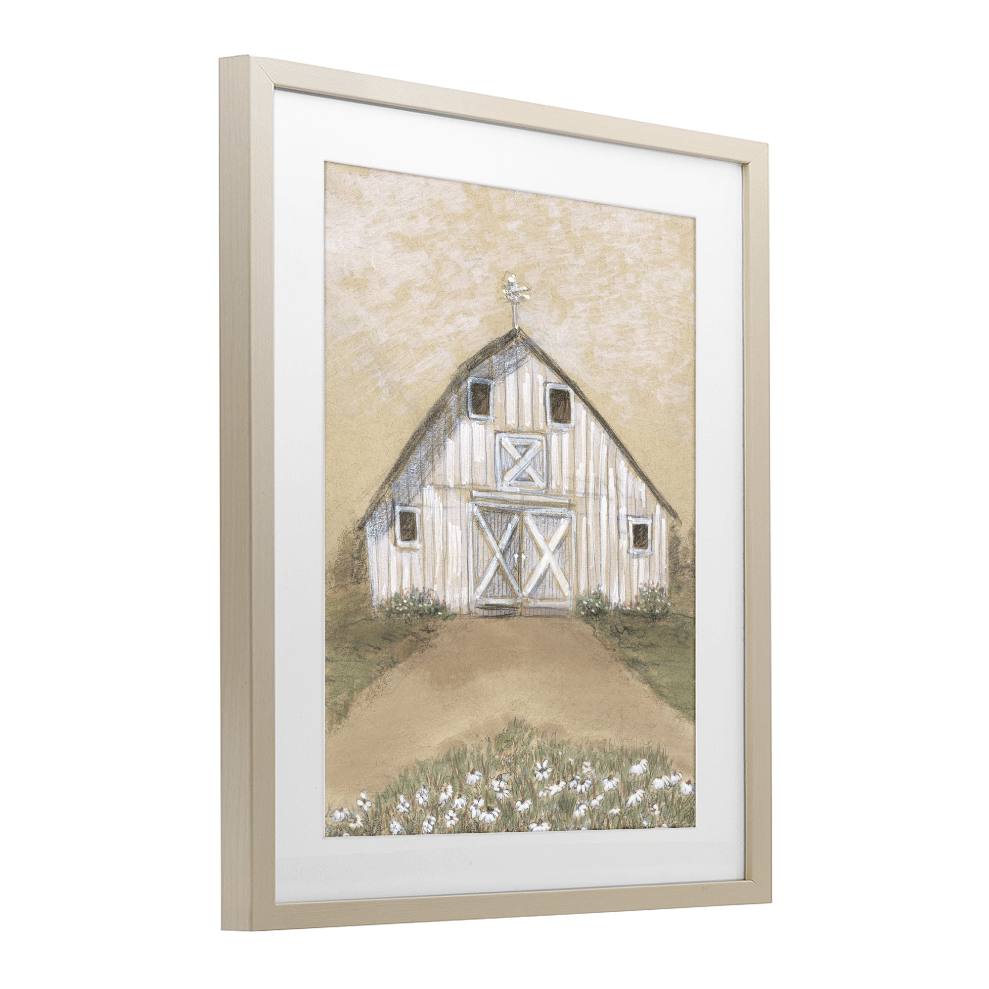 Stupell Industries Barn Lane Flowers Drawing Birch Framed Print Under Glass, design by Patti Bishop