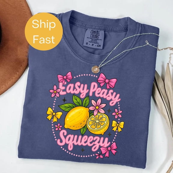 Easy Peasy Squeezy Lemon Summer Aesthetic T-Shirt All Size S-3XL