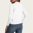 thumbnail image 3 of Wevis Women Scalloped V Neck Long Sleeve Knit Cardigan Button Front Casual Layering Sweater Jacket, 3 of 5