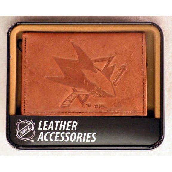 San Jose Hockey Shark's Brown Leather Trifold Wallet
