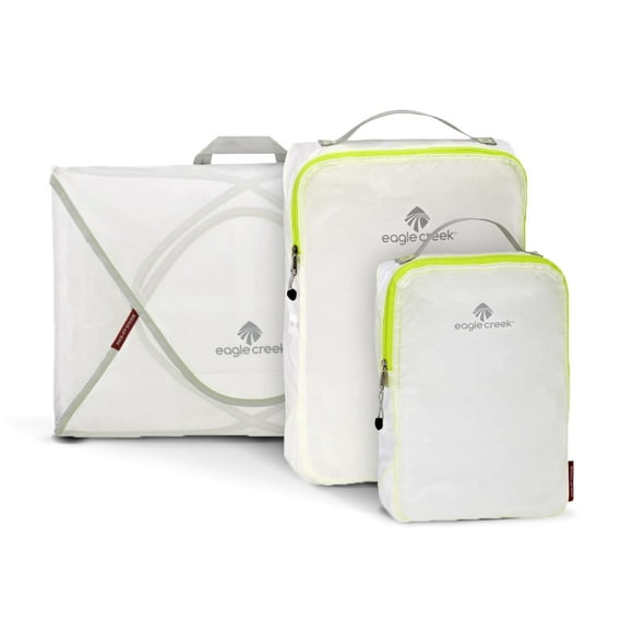 Eagle Creek Pack-It Specter Packing Cubes For Travel Starter Set - Durable Ultra-Lightweight Water-Resistant Suitcase Organizer Bags For Clothing White/Strobe