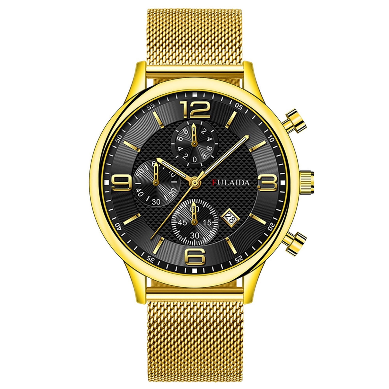 Stiwee Watches Wrist Watches for Man Mens Gifts Fashion Stainless Steel With Three Eyes Small Dial Men's Quartz Watch
