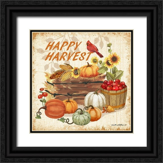Phillips, Anita 15x15 Black Ornate Wood Framed with Double Matting Museum Art Print Titled - Happy Harvest