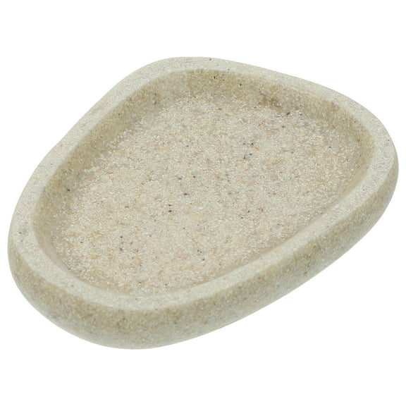 Ifundom Oval Soap Dish Beige Stone Bathroom Accessory Simple Design and Stylish Soap Holder