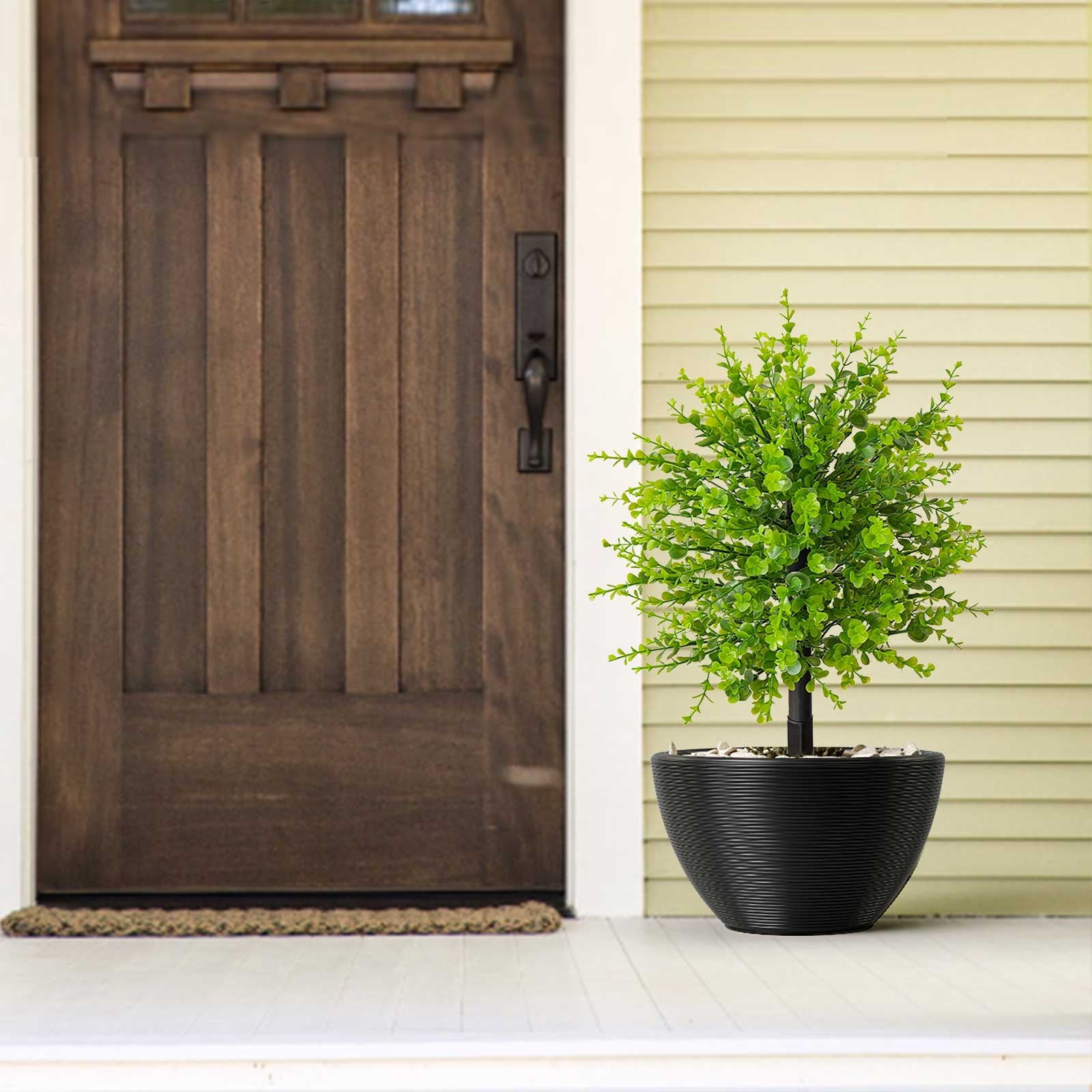 Artificial Flowers for Outdoors, Outdoor Faux Plants Uv Resistant, Outdoor Potted Faux Bushes with Spikes, Ideal for Front Door, Garden, Patio Indoor Outdoor Greenery Decor 51cm