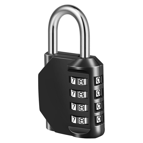 Combination Padlock Outdoor, Waterproof 4 Digit Combination Lock for Fence, School, Sports Locker, Gym (Black)
