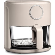 COOK WITH COLOR Air Fryer, Glass Basket, 4Qt, 1200W with 6 Presets, Sand