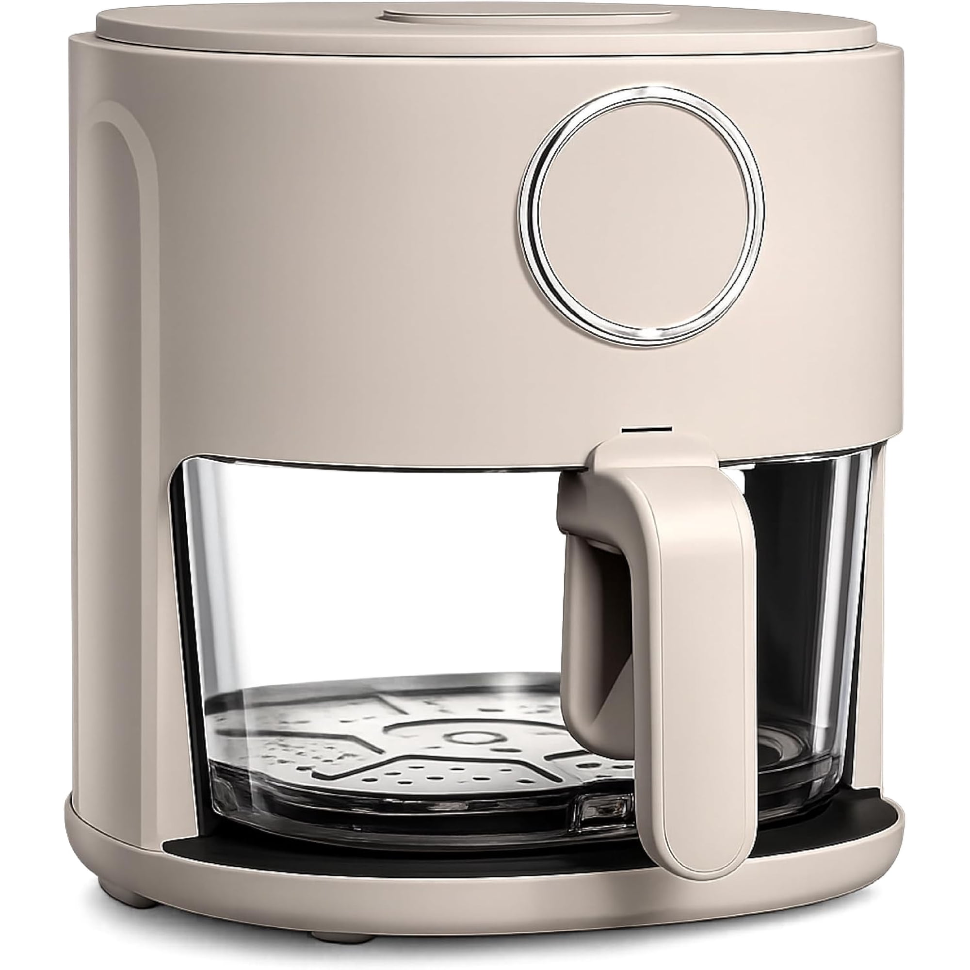 COOK WITH COLOR Air Fryer, Glass Basket, 4Qt, 1200W with 6 Presets, Sand