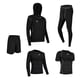 thumbnail image 4 of Conjunto de 5 pantalones de chándal de compresión para hombre, para gimnasio, fútbol, ​​correr y ropa deportiva. negro grande, 4 of 9