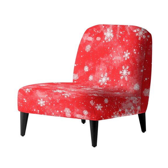 HELLHERO Christmas Armless Accent Slipper Chair Cover Featuring Snowflake Pattern, Breathable Soft Slipcover for Dining Room and Living Room