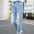 thumbnail image 4 of DPOIS Girls Ripped Denim Pants Jeans Stretchy Skinny Casual Trousers, 4 of 7