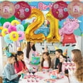 thumbnail image 4 of Peppa Pigs 21th Tableware Balloons Cake Toppers Backdrop Banner Supplies Party Decor Plates Decorations, 4 of 7