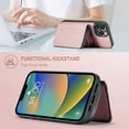 thumbnail image 4 of ELEHOLD Luxury Wallet Case for iPhone 14 6.1inch PU Leather Purse Case with Detachable Card Slots Zipper Pocket Kickstand Function Shockproof Case, Pink, 4 of 8