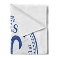 thumbnail image 2 of Zodiac Aries Soft Flannel Fleece Throw Blanket, Vintage Rubber Stamp Design with Horoscope Sign Stars and Dates, Cozy Plush for Indoor and Outdoor Use, 60" x 80", Royal Blue and White, by Ambesonne, 2 of 5