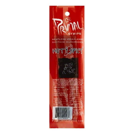 Primal Hot & Spicy Shiitake Mushrooms Vegan Meatless Jerky Strips, 1 OZ (Pack of