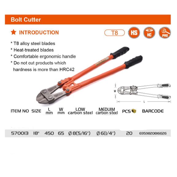 Cortador De Pernos / Alicates De Corte / Tijeras De Corte De Acero De Hierro De 14 "O 18"