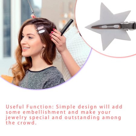 2Pcs Non-trace Épingles à Cheveux Matériau Robuste Simple Charmant Coiffeuse Clip Style à la Mode Approvisionnement pour Bébé Femmes Filles pentagram Blanc