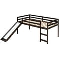 thumbnail image 3 of DEALTOPS 79.5'' Twin Size Junior Wood Loft Bed, Loft Bunk Bed Frame with Slide, Black, 3 of 7