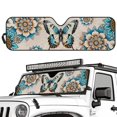 thumbnail image 3 of Uorisanigo Windshield Sun Shade, Blocks Rays Mandala Butterfly Car Front Window Sunshade Compatible with Wrangler JL, Easy to Install Windshield Sunshade for Jeep Wrangler, Keep Your Car Cool, 3 of 7