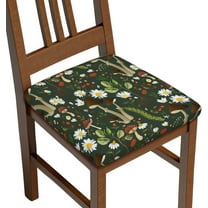 Seat Covers for Dining Room Chairsset of Set of 6, Green Flower Mushroom Daisy Camouflage Floral Stretch Chair Seat Covers Cushion Slipcovers for Kitchen Office