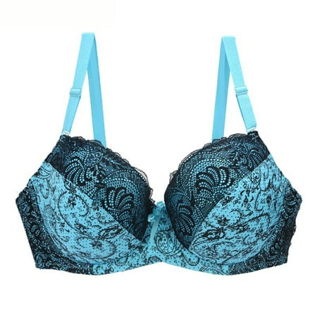Tao Tao Women s Push Up Bra for Women Plus Size Underwire Supportive Bra Graphic Prints Sleeping Underwear Blue 85D