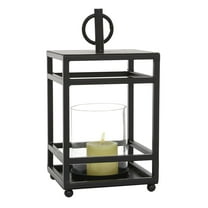 DecMode Black Metal Decorative Candle Lantern