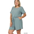thumbnail image 3 of Zenana Women's Short Sleeve Romper with Elastic Waist & Keyhole Back Summer Loungewear, 3 of 5