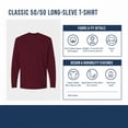 thumbnail image 5 of Crown Craze® Unisex Long Sleeve T-Shirt, 50/50 Cotton/Polyester Classic Fit Plain Crew Neck Tee (Maroon, 2XL), 5 of 8